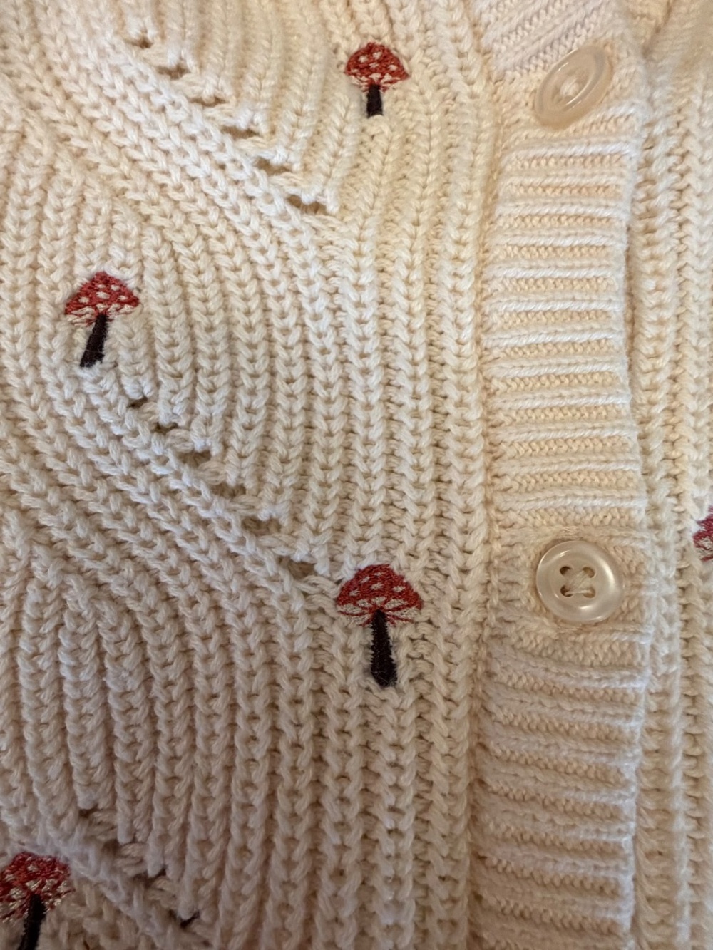 Gymboree Girls Embroidered Mushroom Ruffle Knit Cardigan Fall, Size 6T - Picture 5 of 8